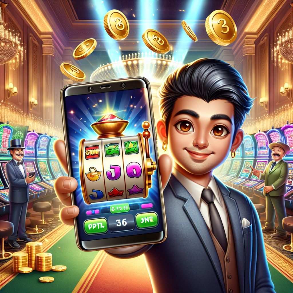 চিপ, কয়েন এবং মোবাইল গেমিং উপাদান সহ CK4444 ক্যাসিনোর কার্টুন চরিত্র